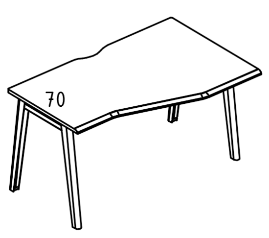 Стол Техно на каркасе МТ (1 скос) правый  вяз либерти / белый, вставка белая